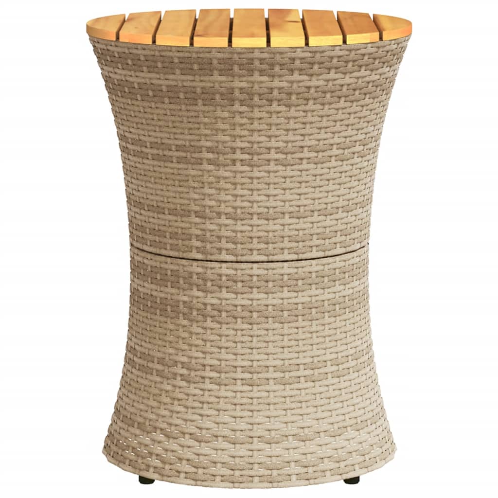 Sidebord for hage trommeformet beige polyrotting og heltre