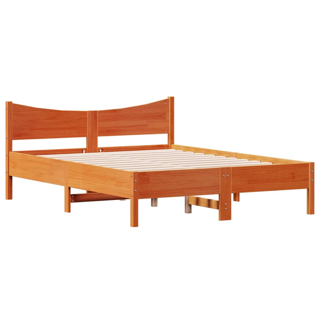 Sengeramme uten madrass voksbrun 140x200 cm heltre furu