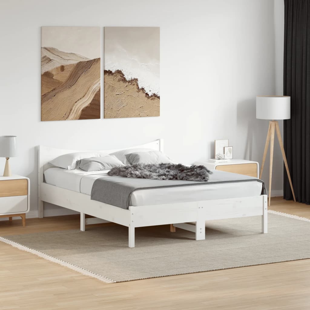 Sengeramme uten madrass hvit 135x190 cm heltre furu