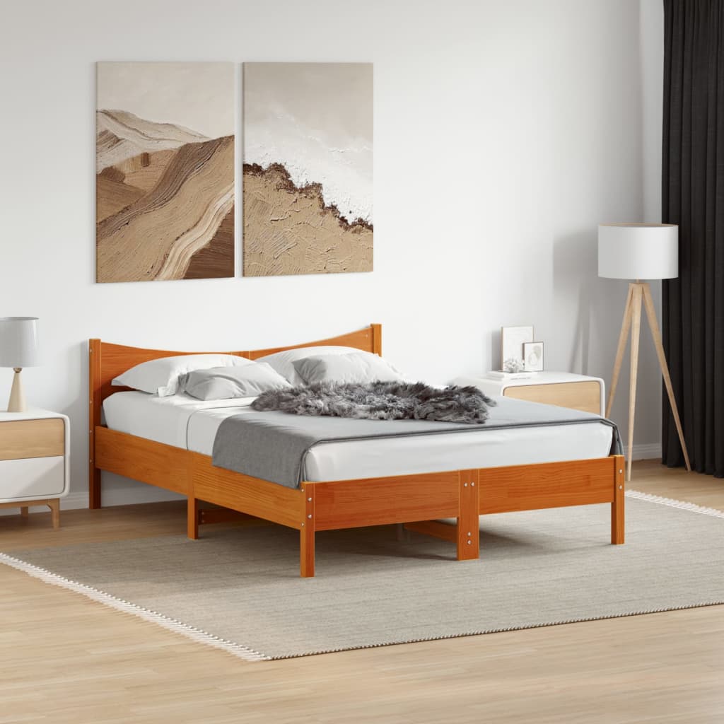 Sengeramme uten madrass voksbrun 120x190 cm heltre furu