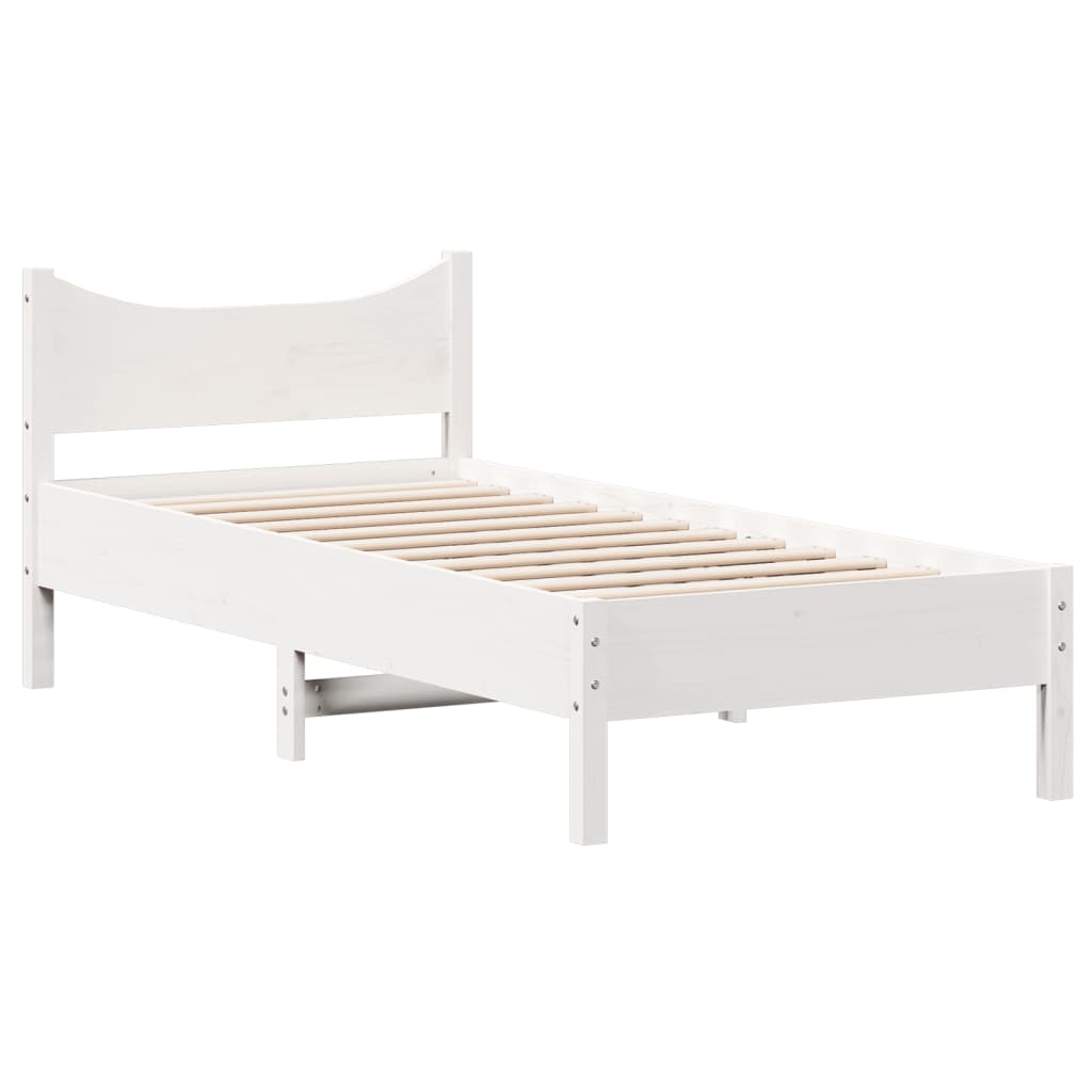 Sengeramme uten madrass hvit 75x190 cm heltre furu