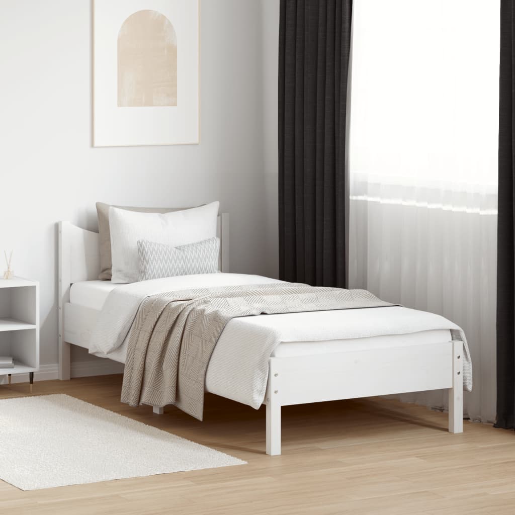Sengeramme uten madrass hvit 75x190 cm heltre furu