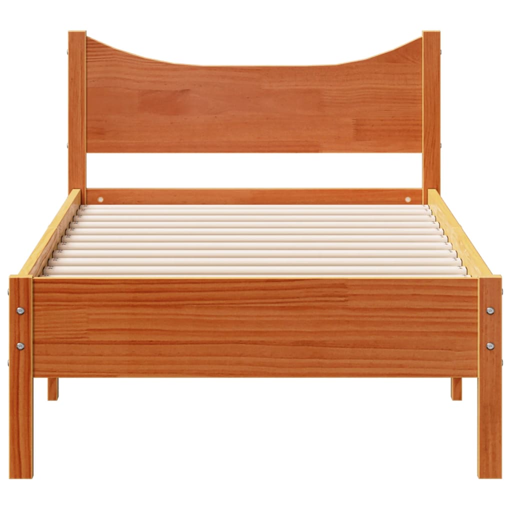 Sengeramme uten madrass voksbrun 75x190 cm heltre furu