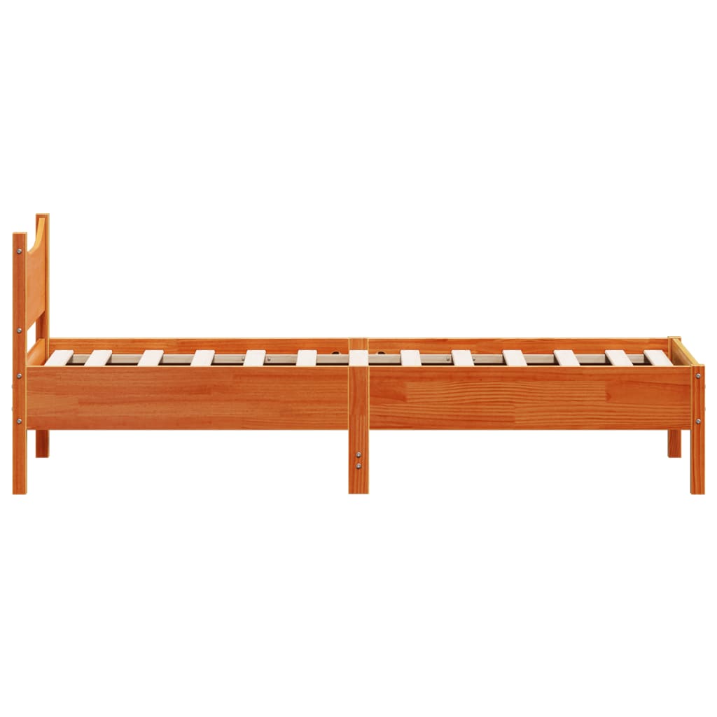 Sengeramme uten madrass voksbrun 75x190 cm heltre furu