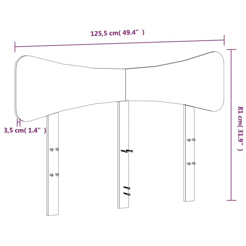 Hodegavl hvit 120 cm heltre furu