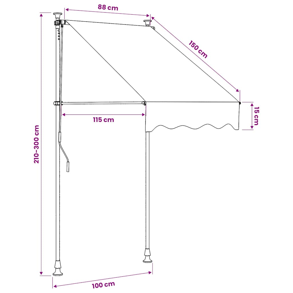 Uttrekkbar markise antrasitt 100x150 cm stoff og stål