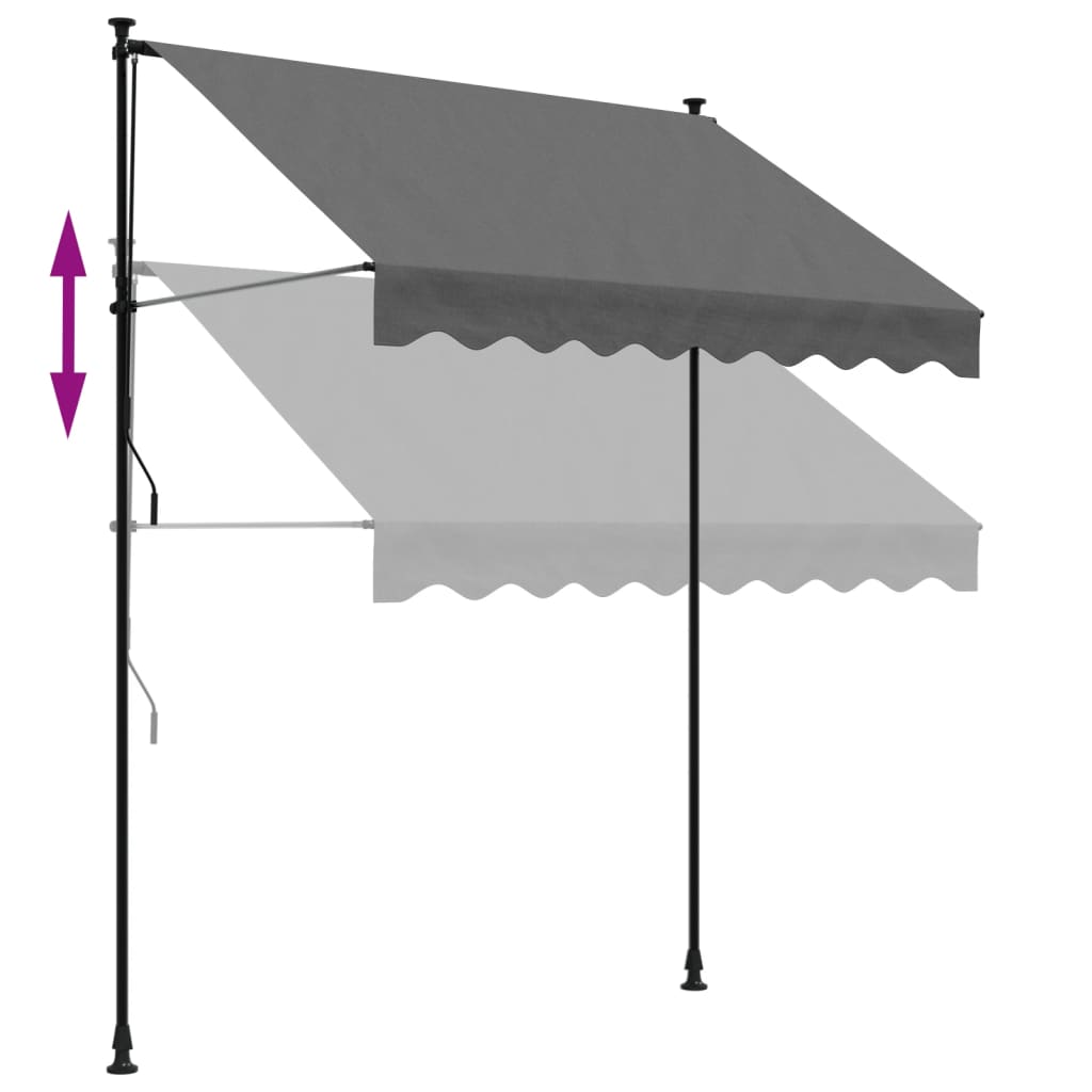 Uttrekkbar markise antrasitt 200x150 cm stoff og stål