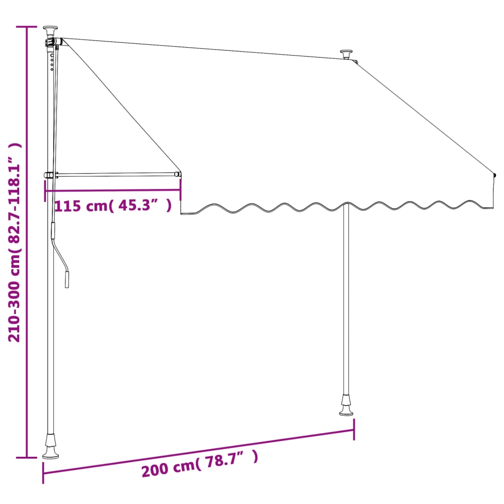 Uttrekkbar markise antrasitt 200x150 cm stoff og stål