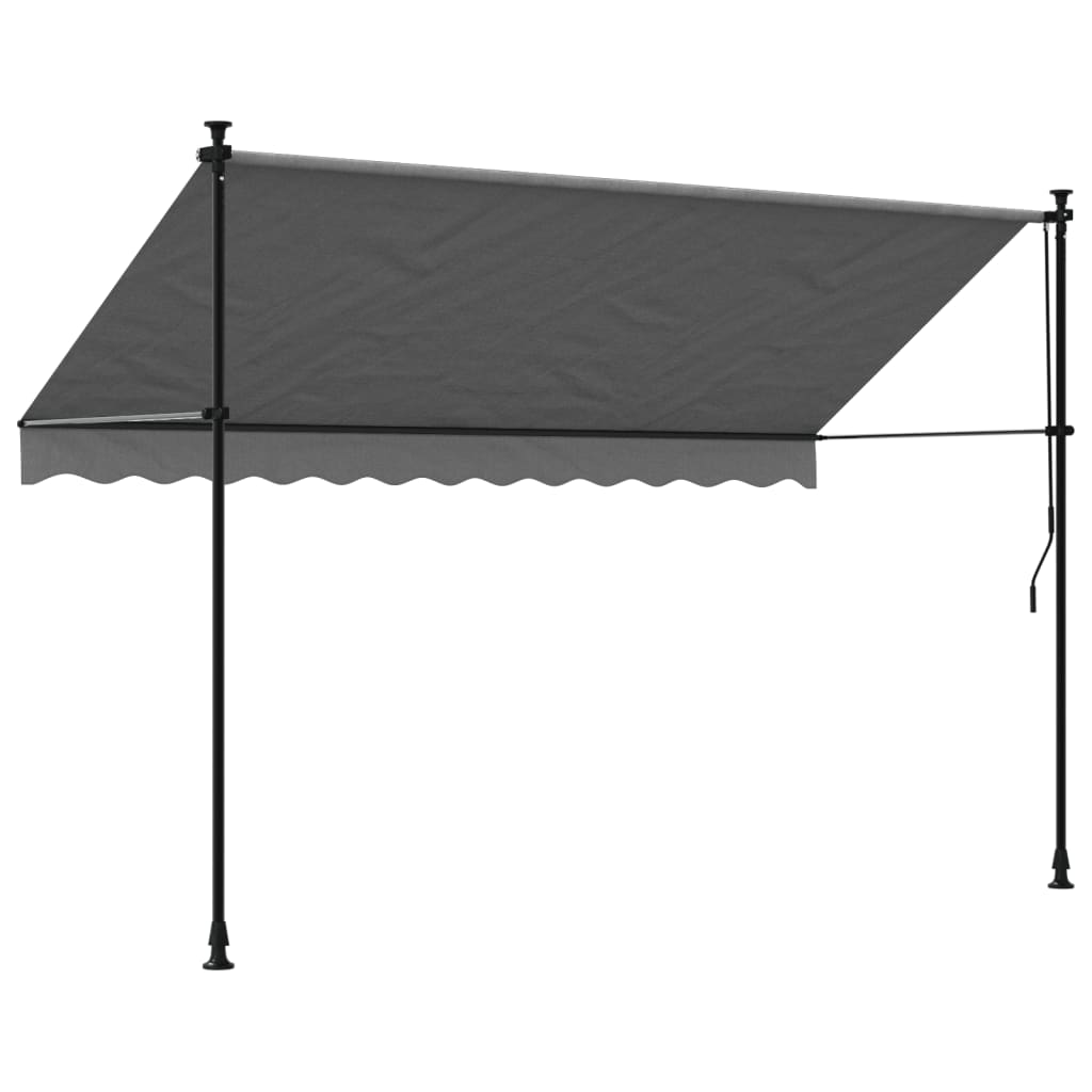 Uttrekkbar markise antrasitt 300x150 cm stoff og stål