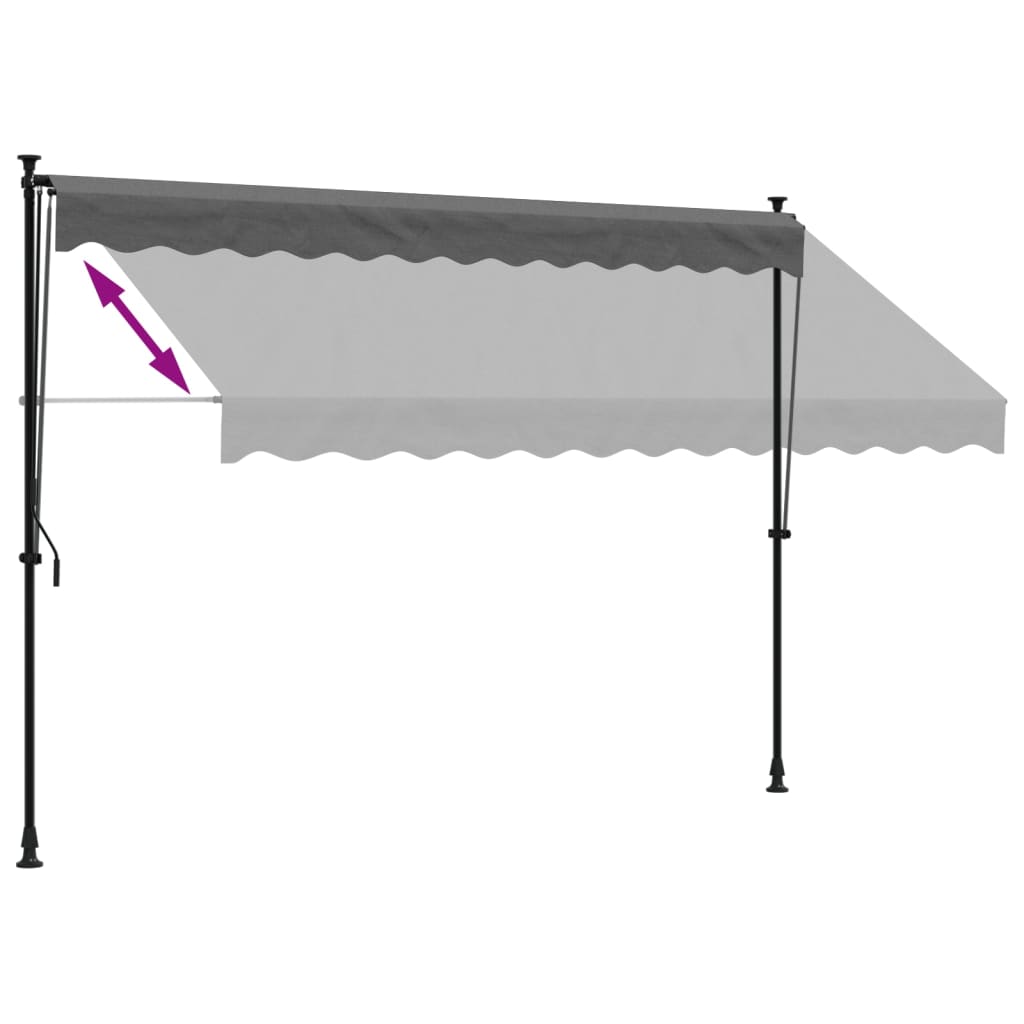 Uttrekkbar markise antrasitt 300x150 cm stoff og stål