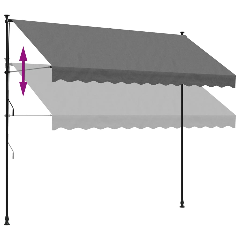 Uttrekkbar markise antrasitt 300x150 cm stoff og stål