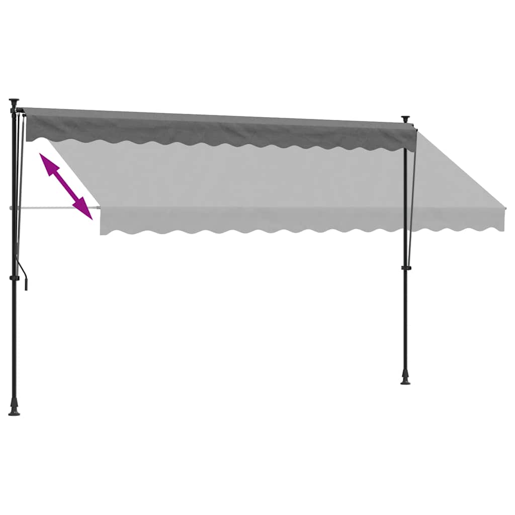 Uttrekkbar markise antrasitt 350x150 cm stoff og stål