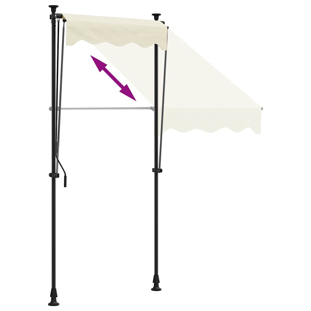 Uttrekkbar markise kremhvit 100x150 cm stoff og stål