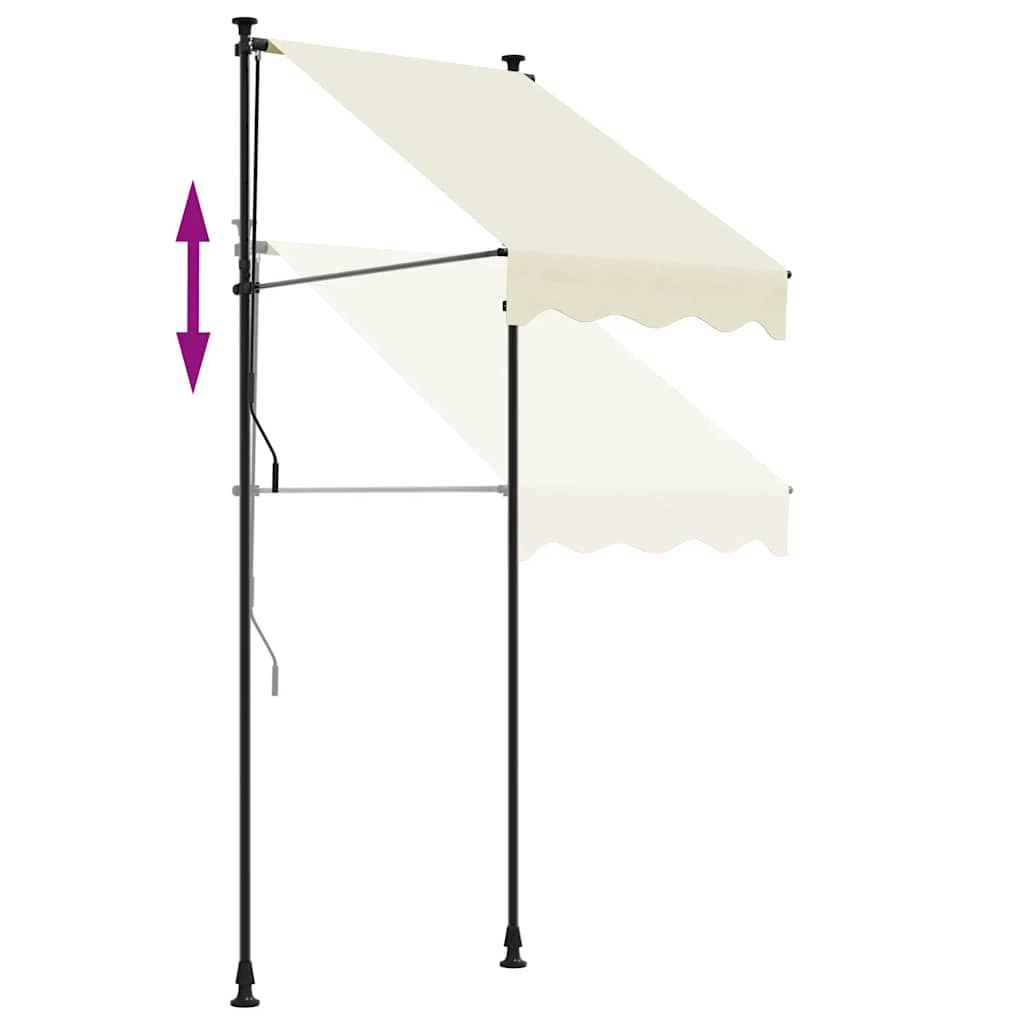 Uttrekkbar markise kremhvit 100x150 cm stoff og stål