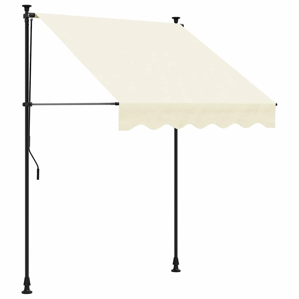 Uttrekkbar markise kremhvit 200x115 cm stoff og stål