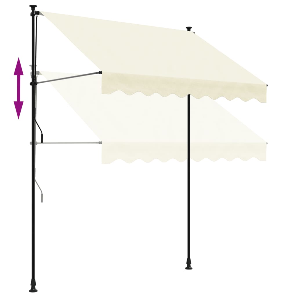 Uttrekkbar markise kremhvit 200x150 cm stoff og stål