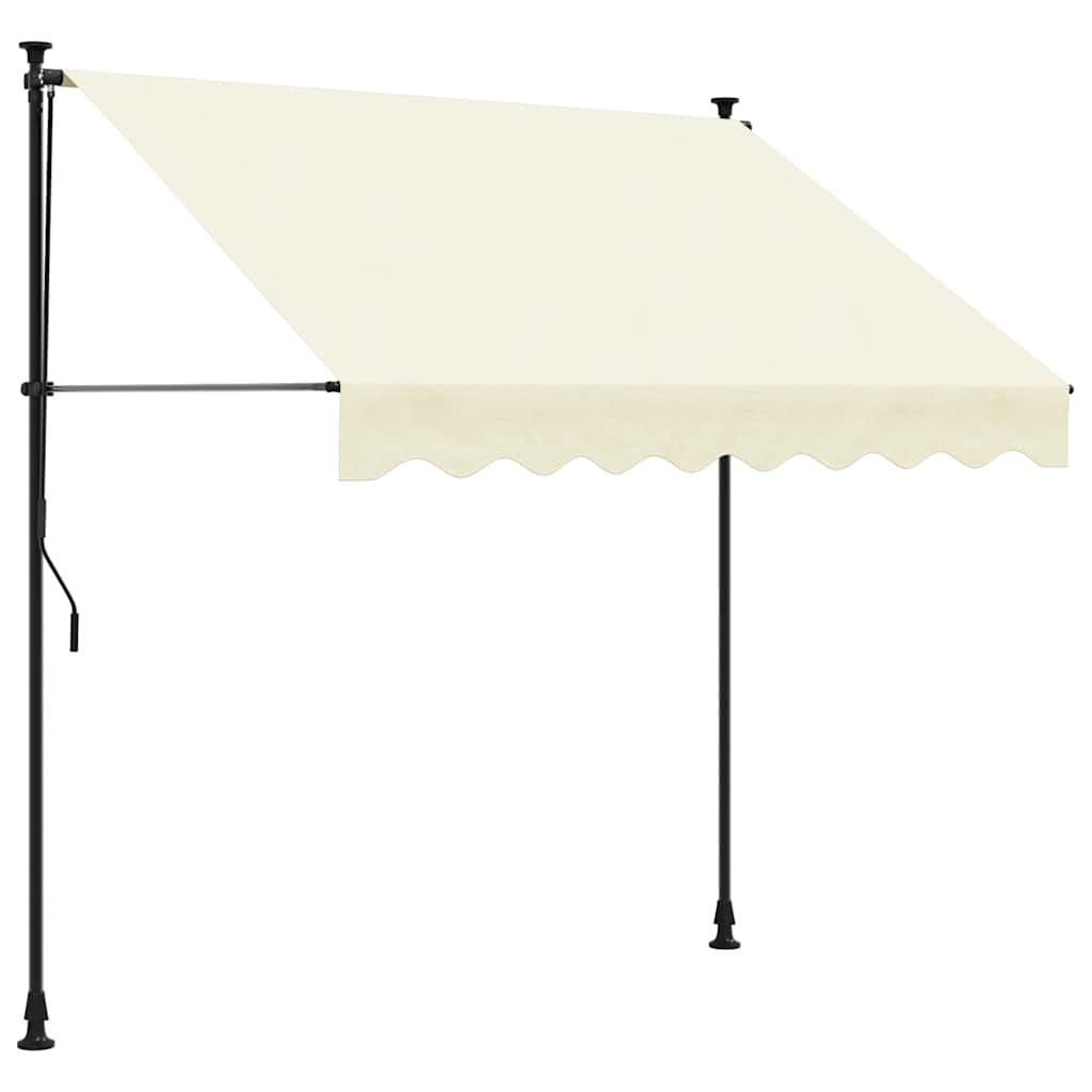 Uttrekkbar markise kremhvit 250x150 cm stoff og stål