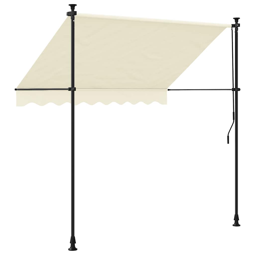 Uttrekkbar markise kremhvit 250x150 cm stoff og stål