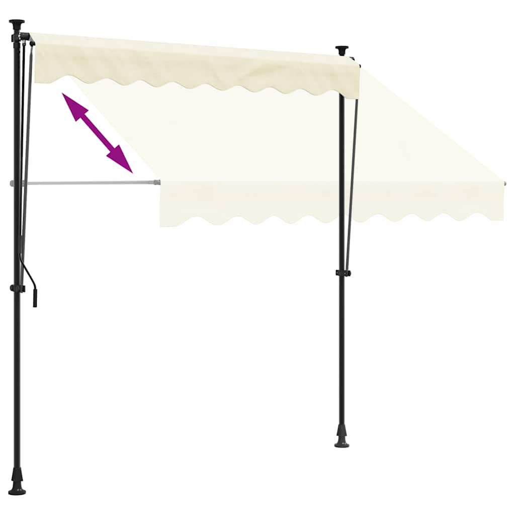Uttrekkbar markise kremhvit 250x150 cm stoff og stål