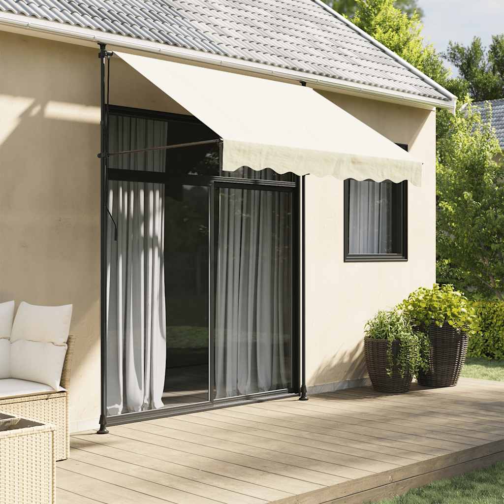 Uttrekkbar markise kremhvit 250x150 cm stoff og stål