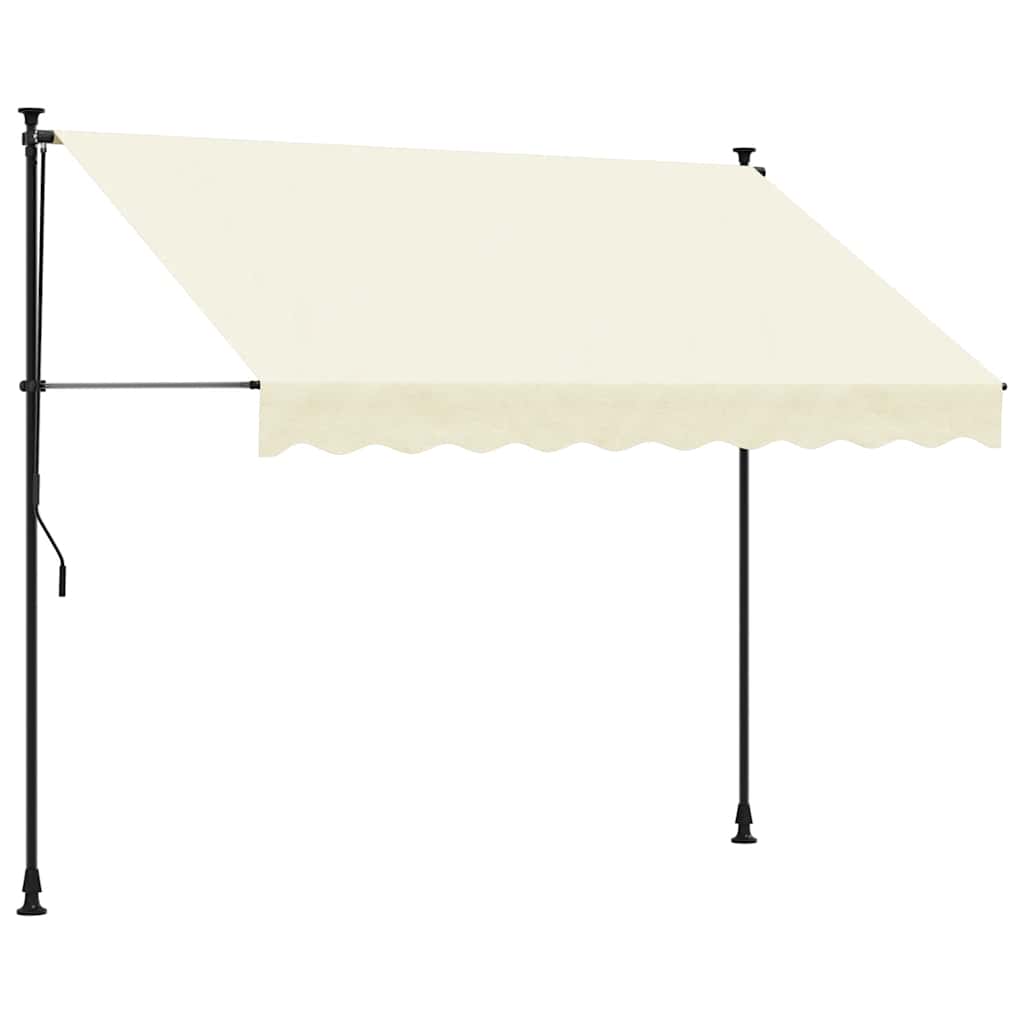 Uttrekkbar markise kremhvit 300x150 cm stoff og stål