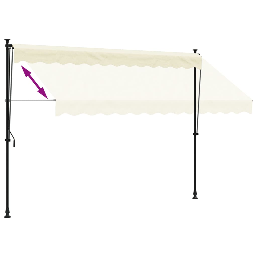 Uttrekkbar markise kremhvit 300x150 cm stoff og stål