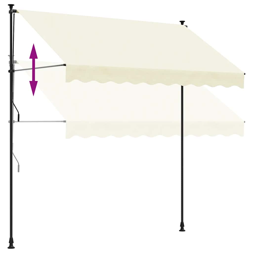Uttrekkbar markise kremhvit 300x150 cm stoff og stål