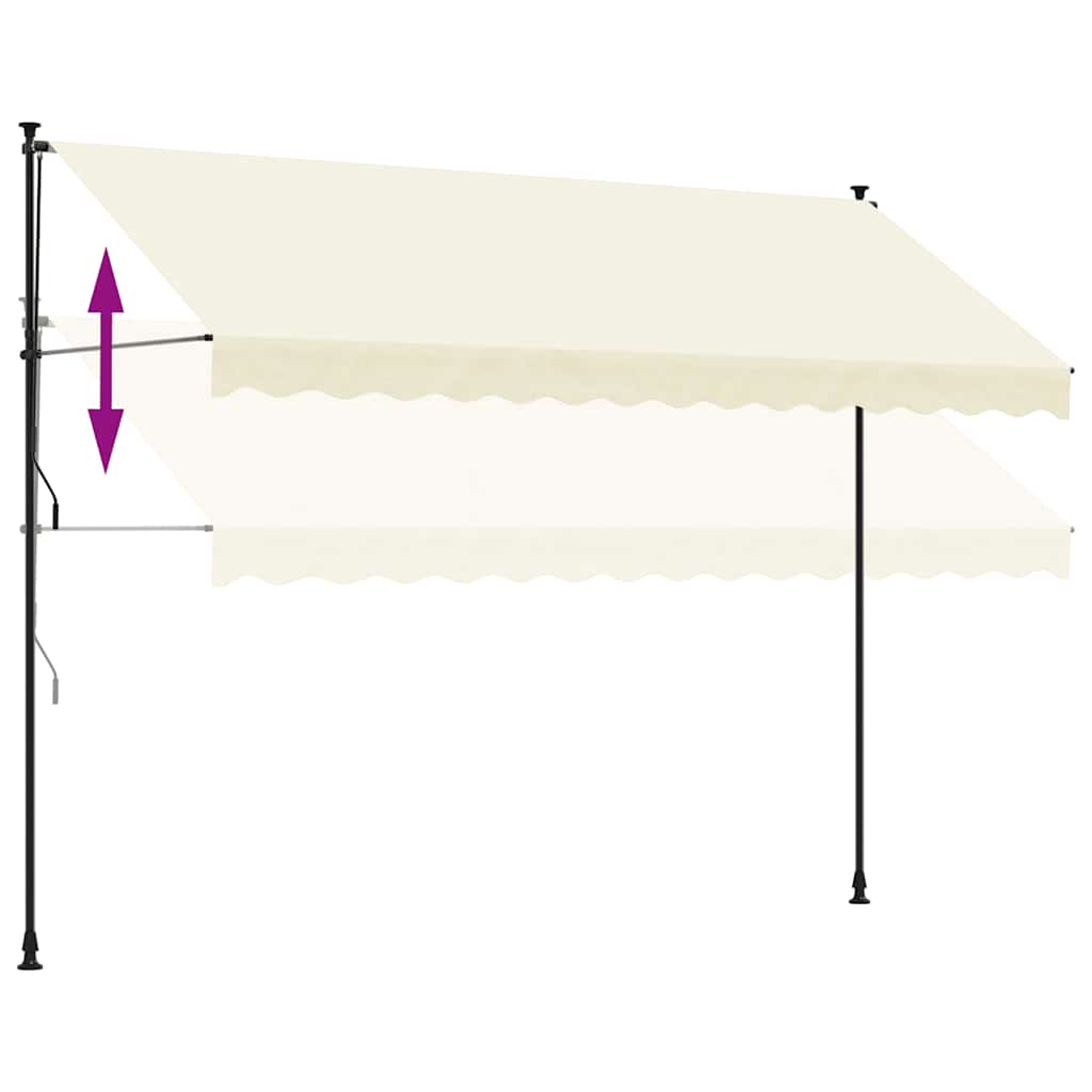 Uttrekkbar markise kremhvit 350x150 cm stoff og stål