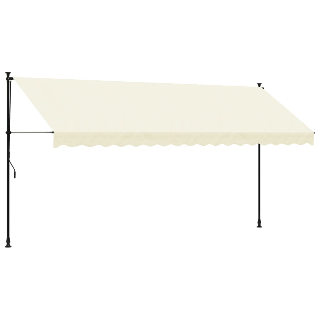 Uttrekkbar markise kremhvit 400x150 cm stoff og stål