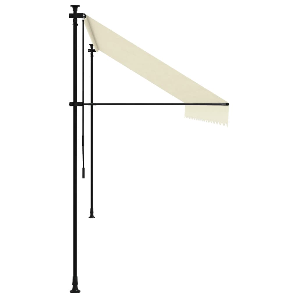Uttrekkbar markise kremhvit 400x150 cm stoff og stål