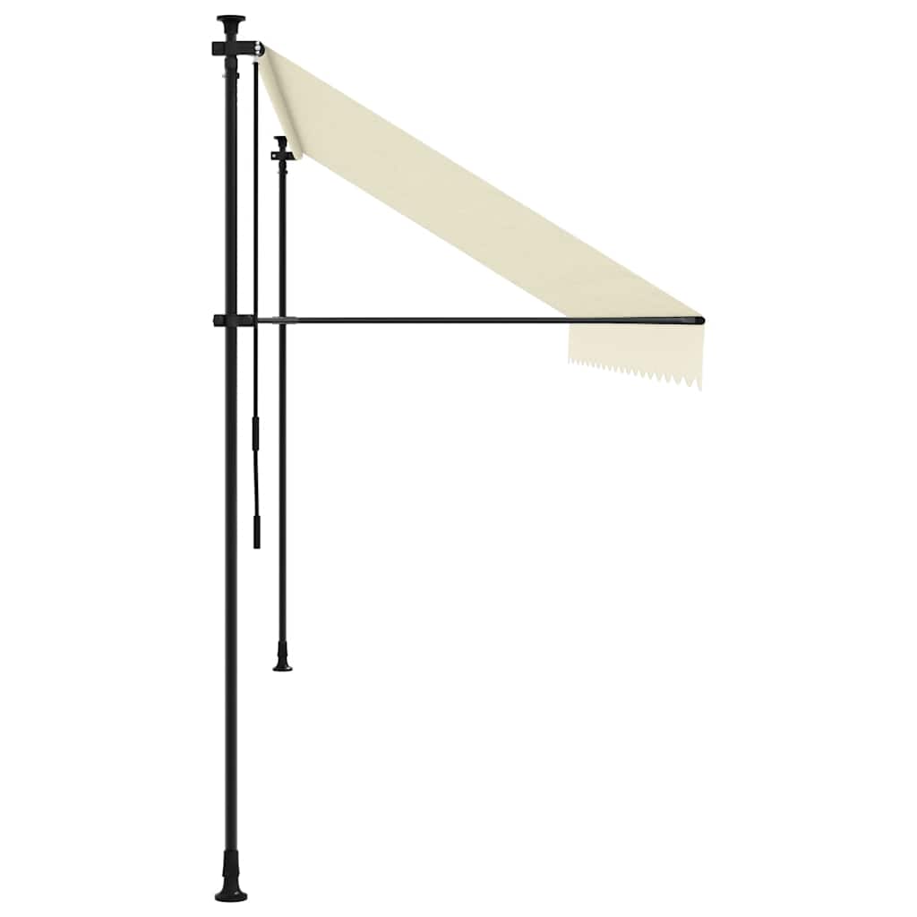 Uttrekkbar markise kremhvit 400x150 cm stoff og stål