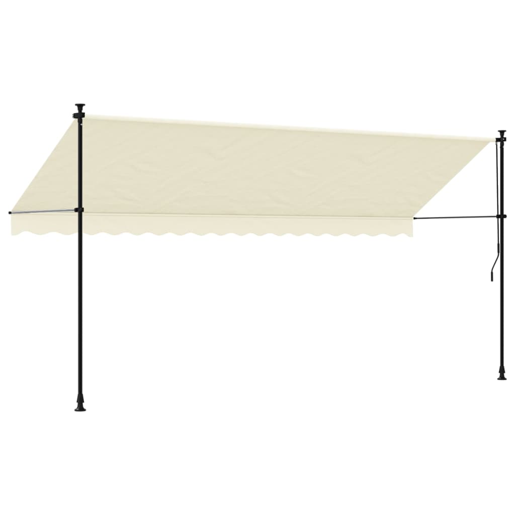 Uttrekkbar markise kremhvit 400x150 cm stoff og stål