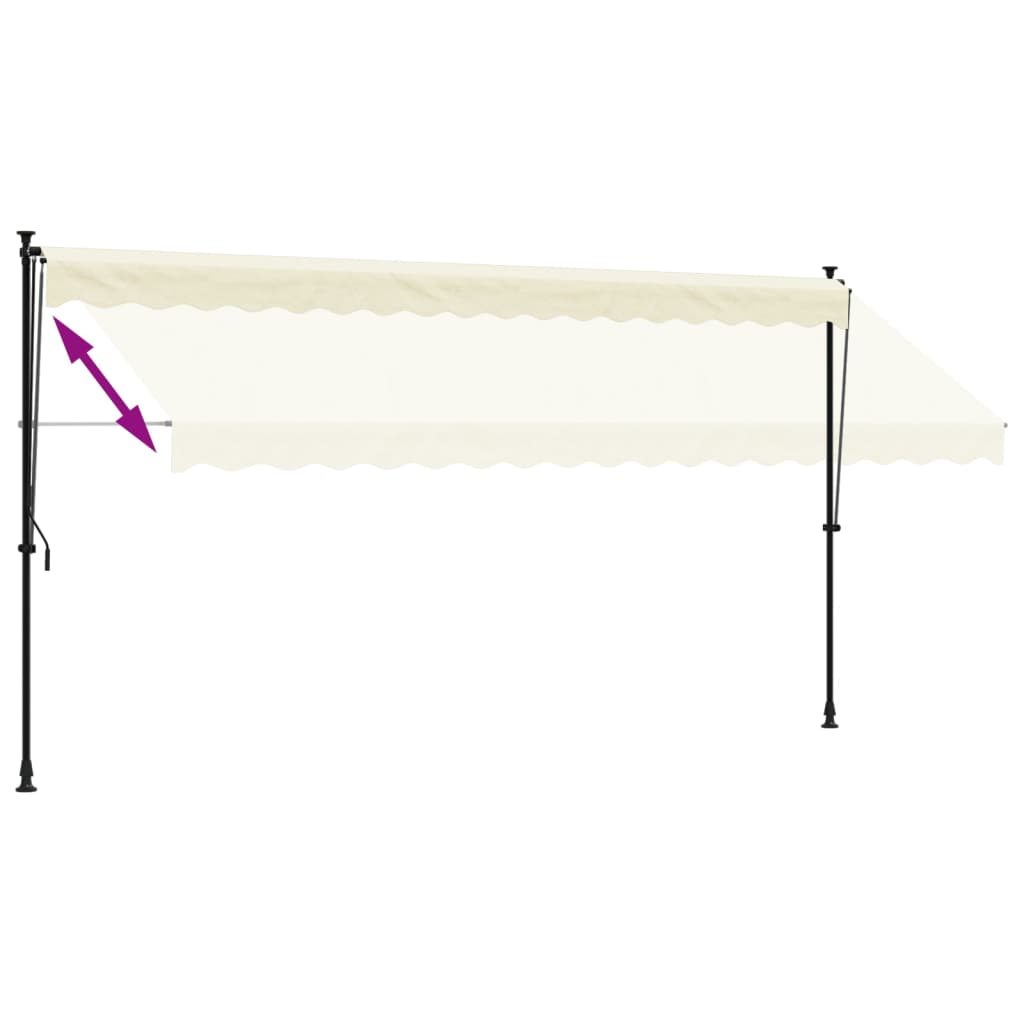 Uttrekkbar markise kremhvit 400x150 cm stoff og stål