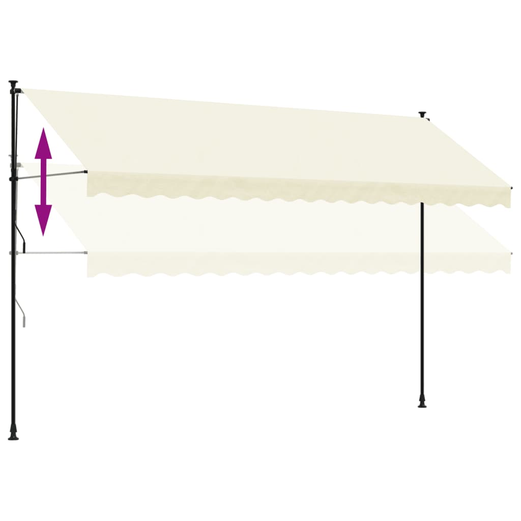 Uttrekkbar markise kremhvit 400x150 cm stoff og stål