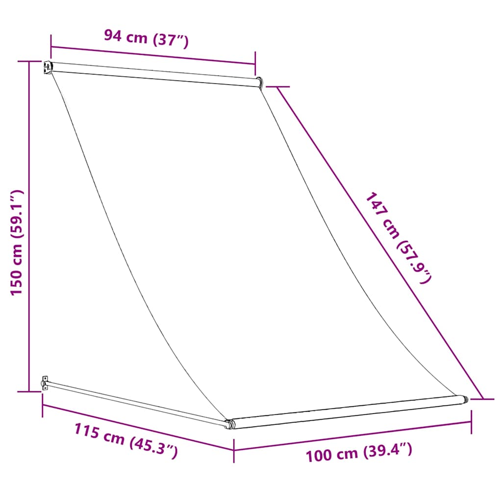 Uttrekkbar markise antrasitt 100x150 cm stoff og stål vidaXL