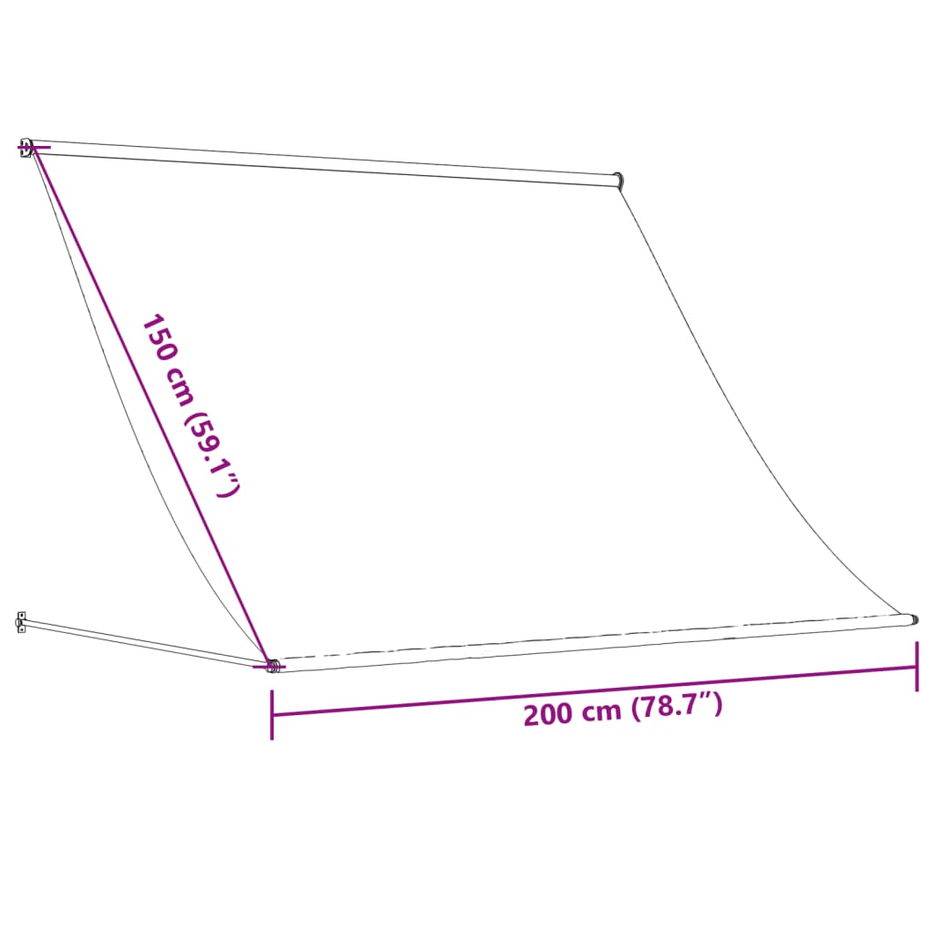 Uttrekkbar markise kremhvit 200x150 cm stoff og stål vidaXL