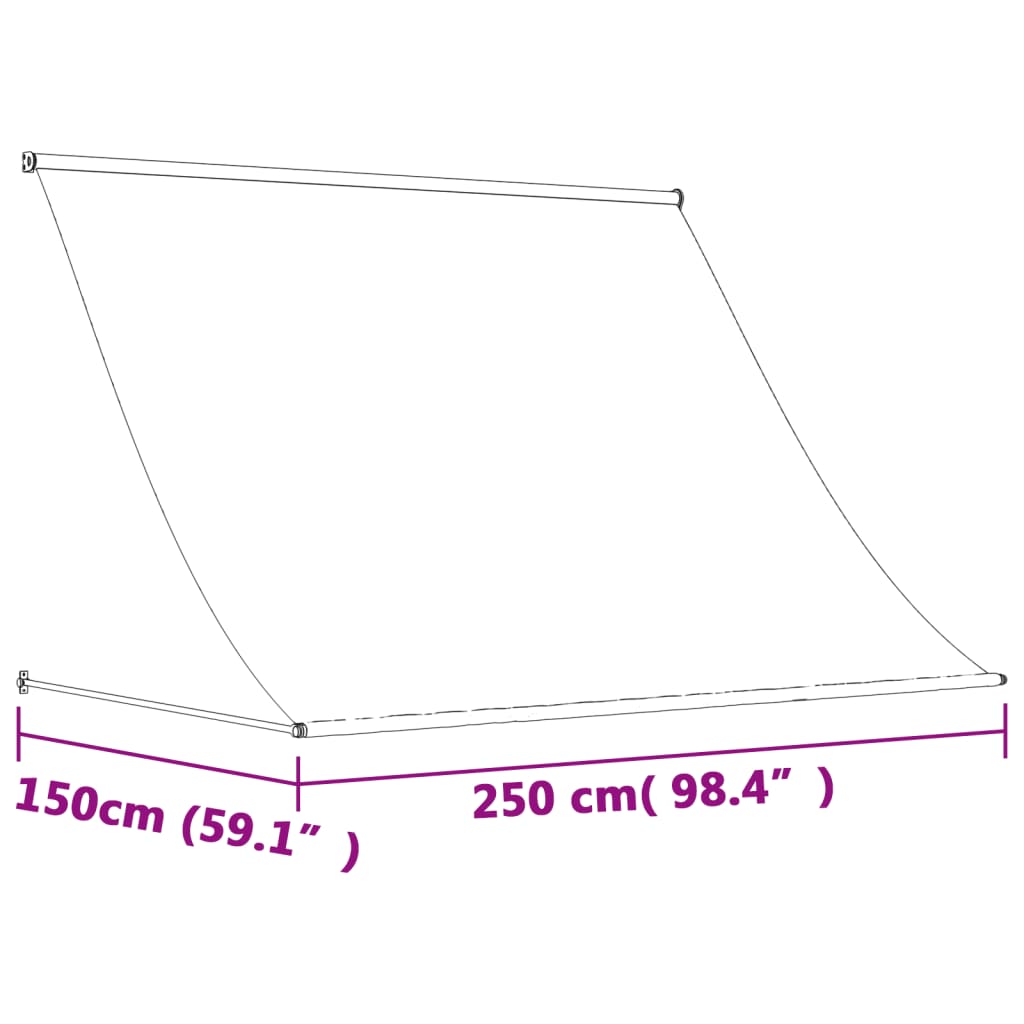 Uttrekkbar markise kremhvit 250x150 cm stoff og stål