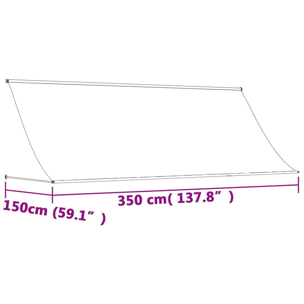 Uttrekkbar markise kremhvit 350x150 cm stoff og stål