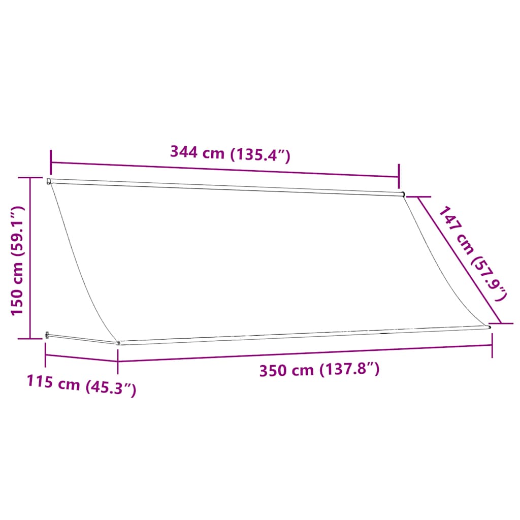 Uttrekkbar markise kremhvit 350x150 cm stoff og stål