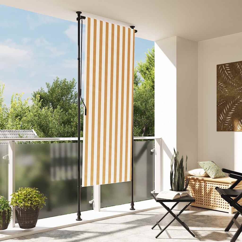 Utendørs rullegardin oransje og hvit 100x270 cm stoff og stål