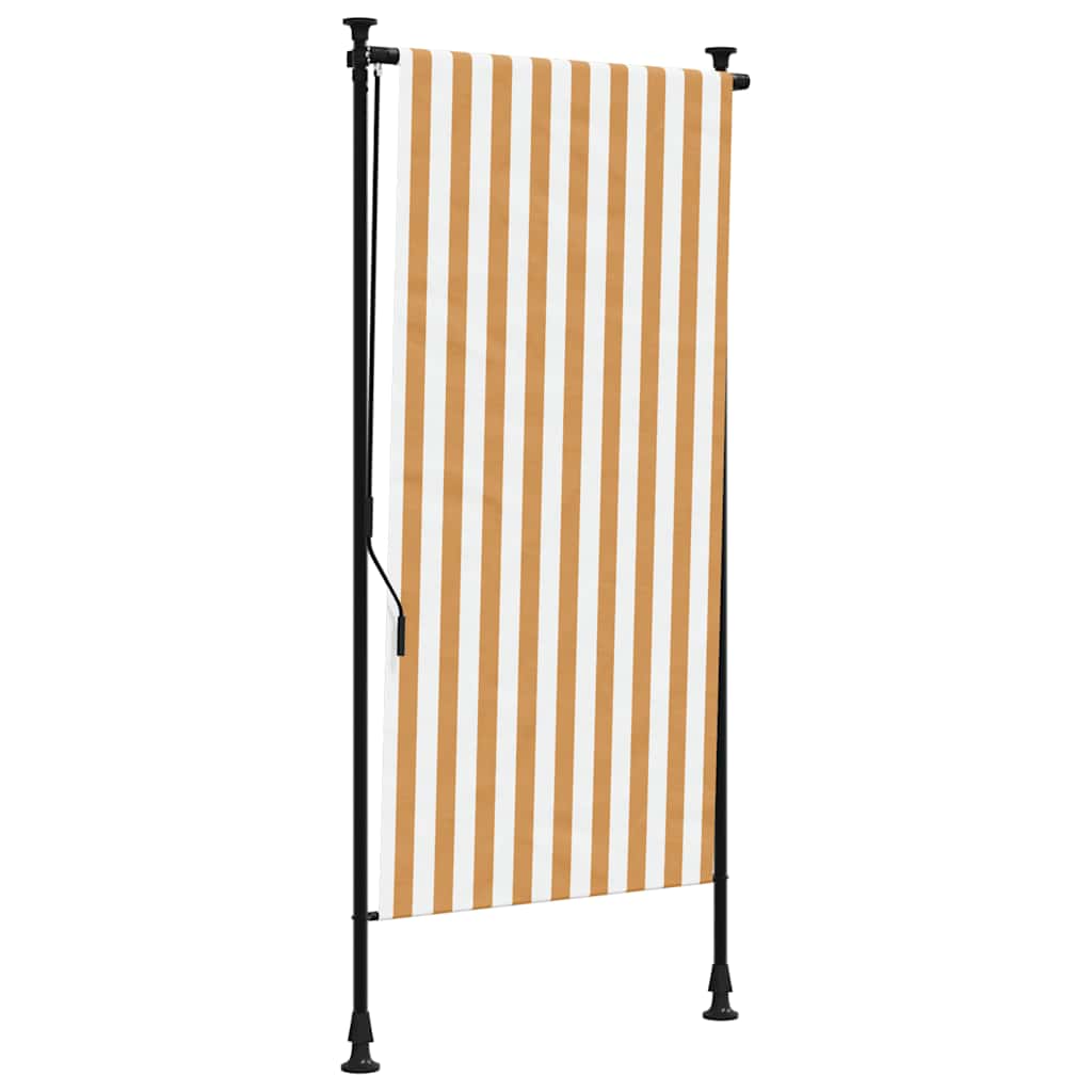 Utendørs rullegardin oransje og hvit 120x270 cm stoff og stål