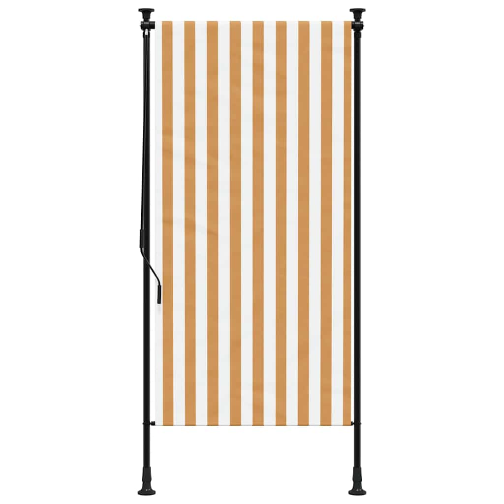 Utendørs rullegardin oransje og hvit 120x270 cm stoff og stål