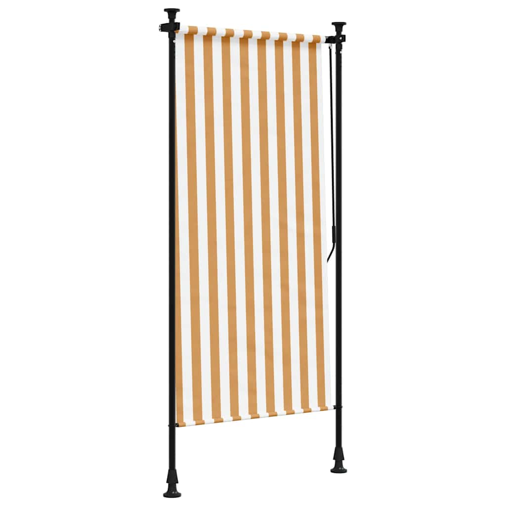 Utendørs rullegardin oransje og hvit 120x270 cm stoff og stål