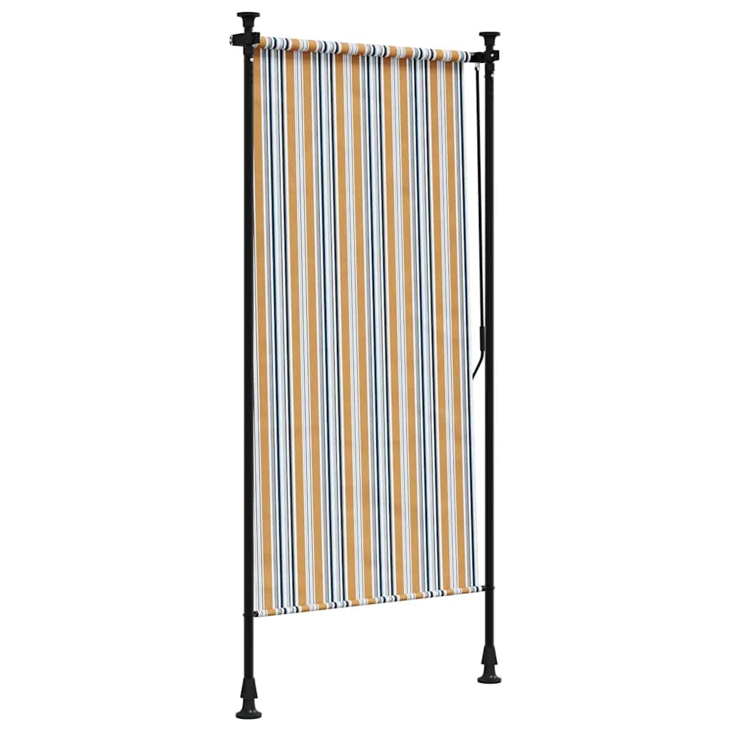 Utendørs rullegardin gul og hvit 100x270 cm stoff og stål vidaXL