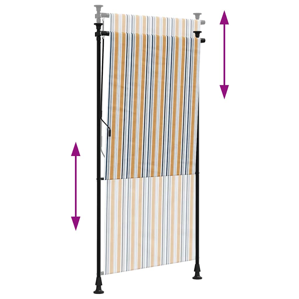 Utendørs rullegardin gul og hvit 100x270 cm stoff og stål vidaXL