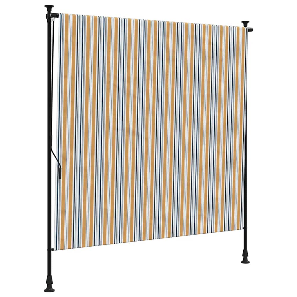 Utendørs rullegardin gul og hvit 200x270 cm stoff og stål vidaXL