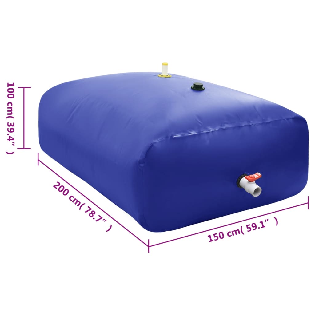 Vanntank med kran sammenleggbar 3000 L PVC vidaXL