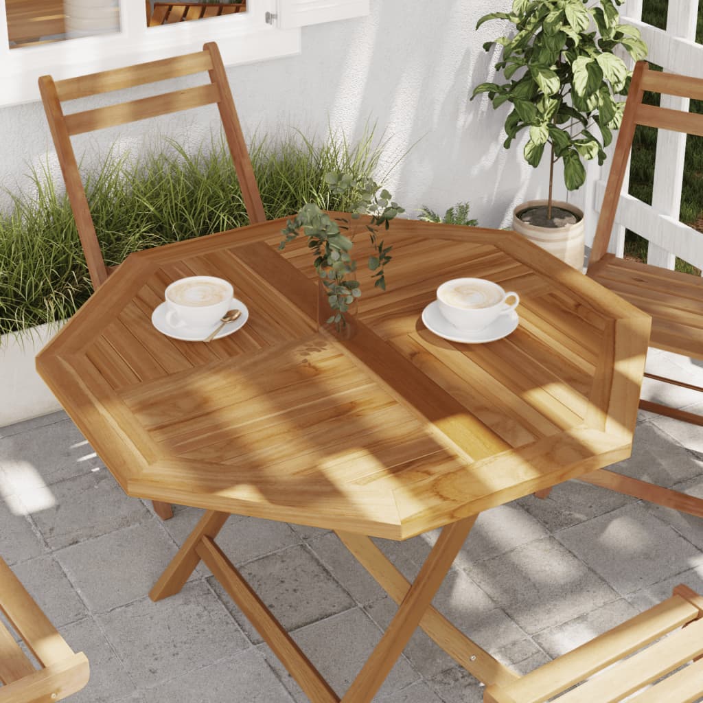 Bordplate 90x90x2,5 cm åttekantet heltre teak