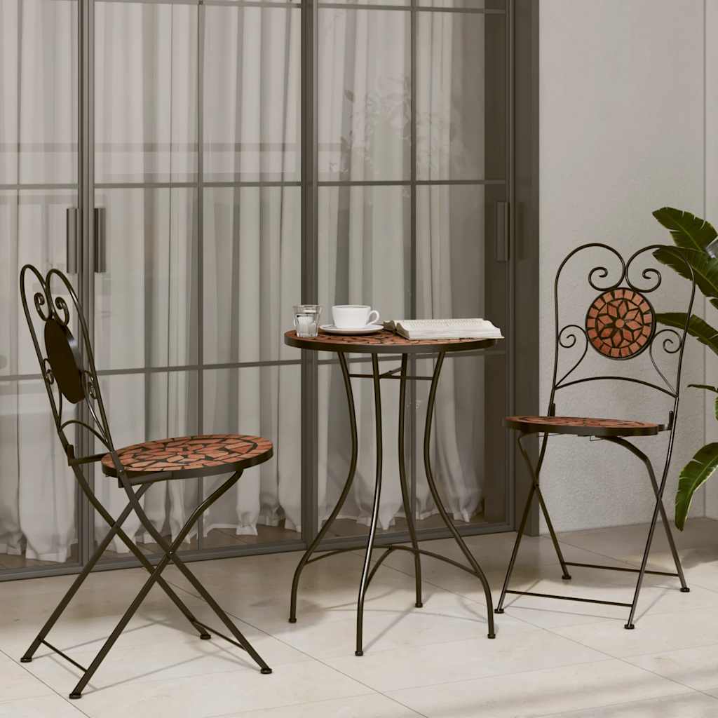 Bistrobord med mosaikk terrakotta jern og keramikk