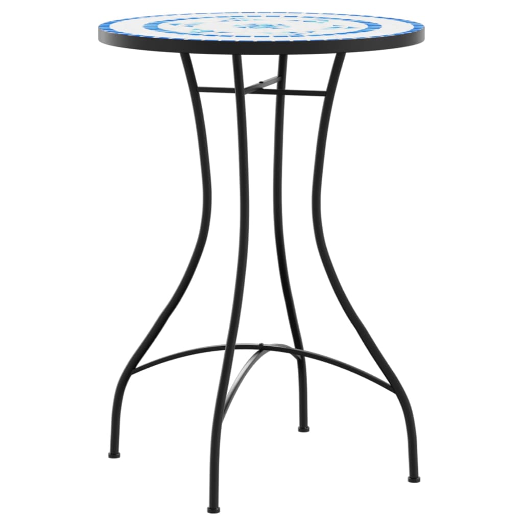 Bistrobord med mosaikk blå og hvit jern og keramikk